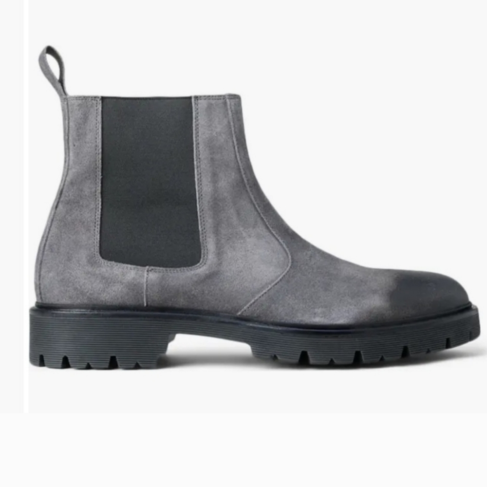 NEW GOOD MAN BRAND Modern City Oiled Suede Chelsea Boot Charcoal 9
